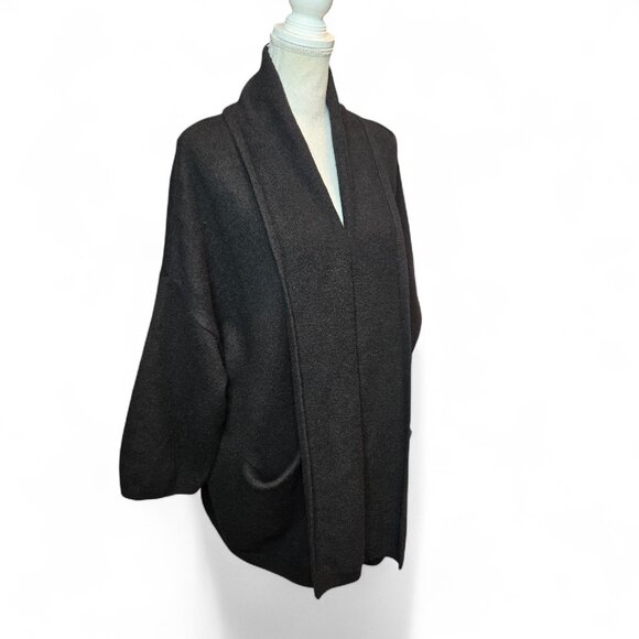 Beryll Cashmere Blend Oversized Cardigan Sweater Women's Lagenlook Black Open OS - Picture 1 of 7